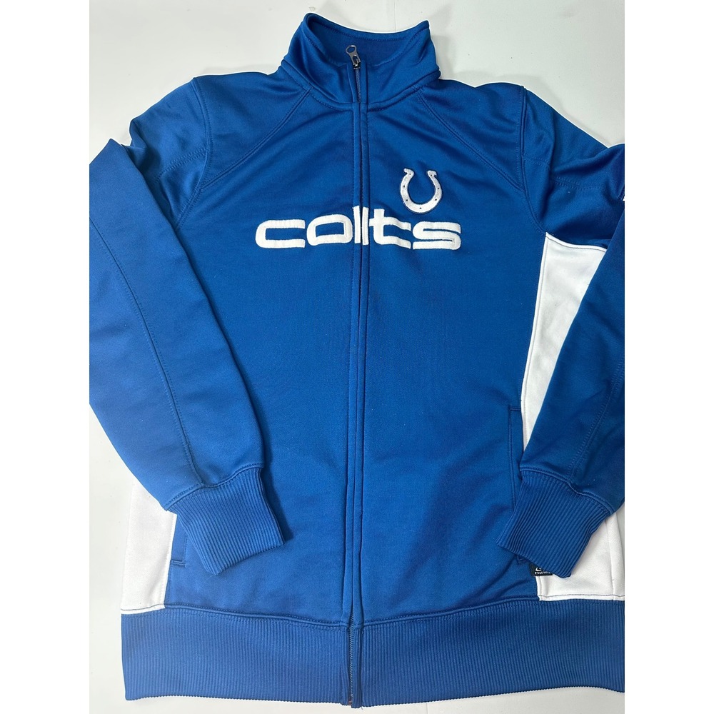 NFL Team Apparel Indianapolis Colts Womens Track Jacket Blue White Full Zip L